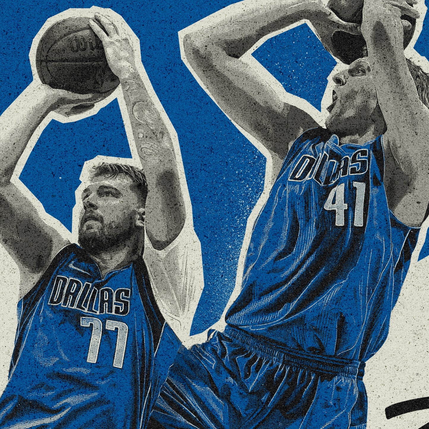 High quality minimalistic Dirk Nowitzki & Luka Doncic Poster Dallas Mavericks poster