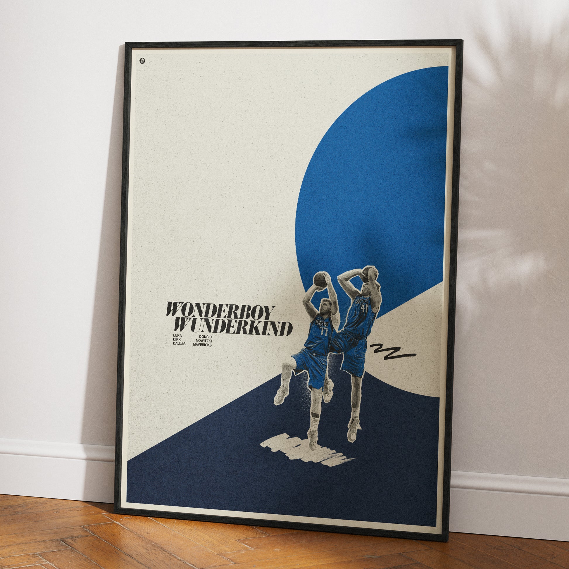 Mid century modern Dirk Nowitzki & Luka Doncic Poster Dallas Mavericks poster